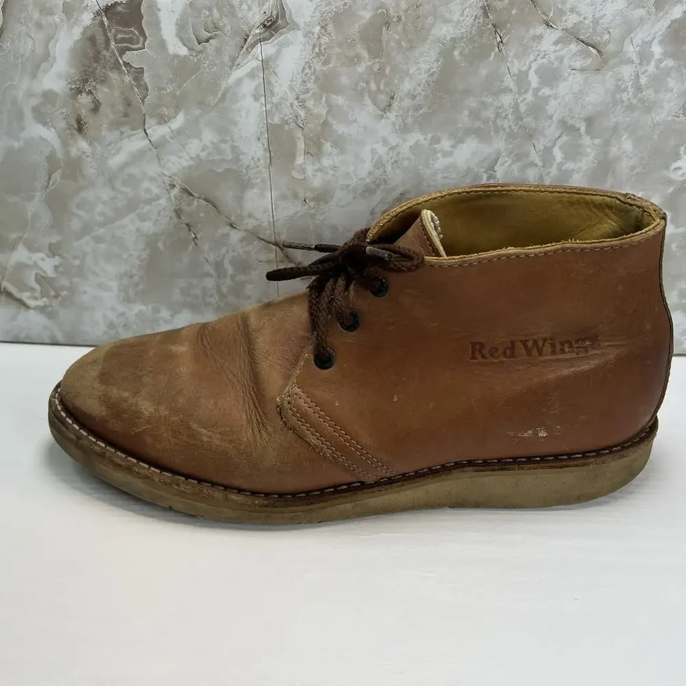 Vintage Red Wing 595 Chukka Leather Lace Up Boots Mens Sz 9 D - Made In USA